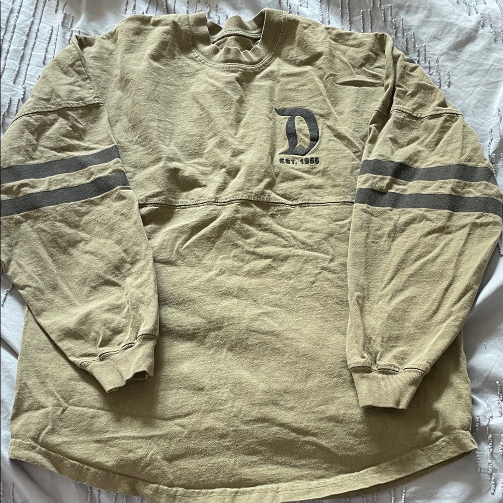 Disney Tan Long Sleeve Shirt with Gray Stripes